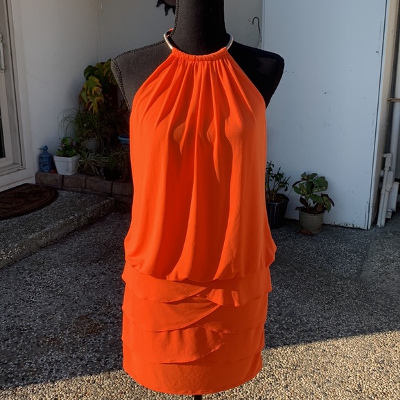Cache drop waist dress in orange size 2 - Picture 9 of 9
